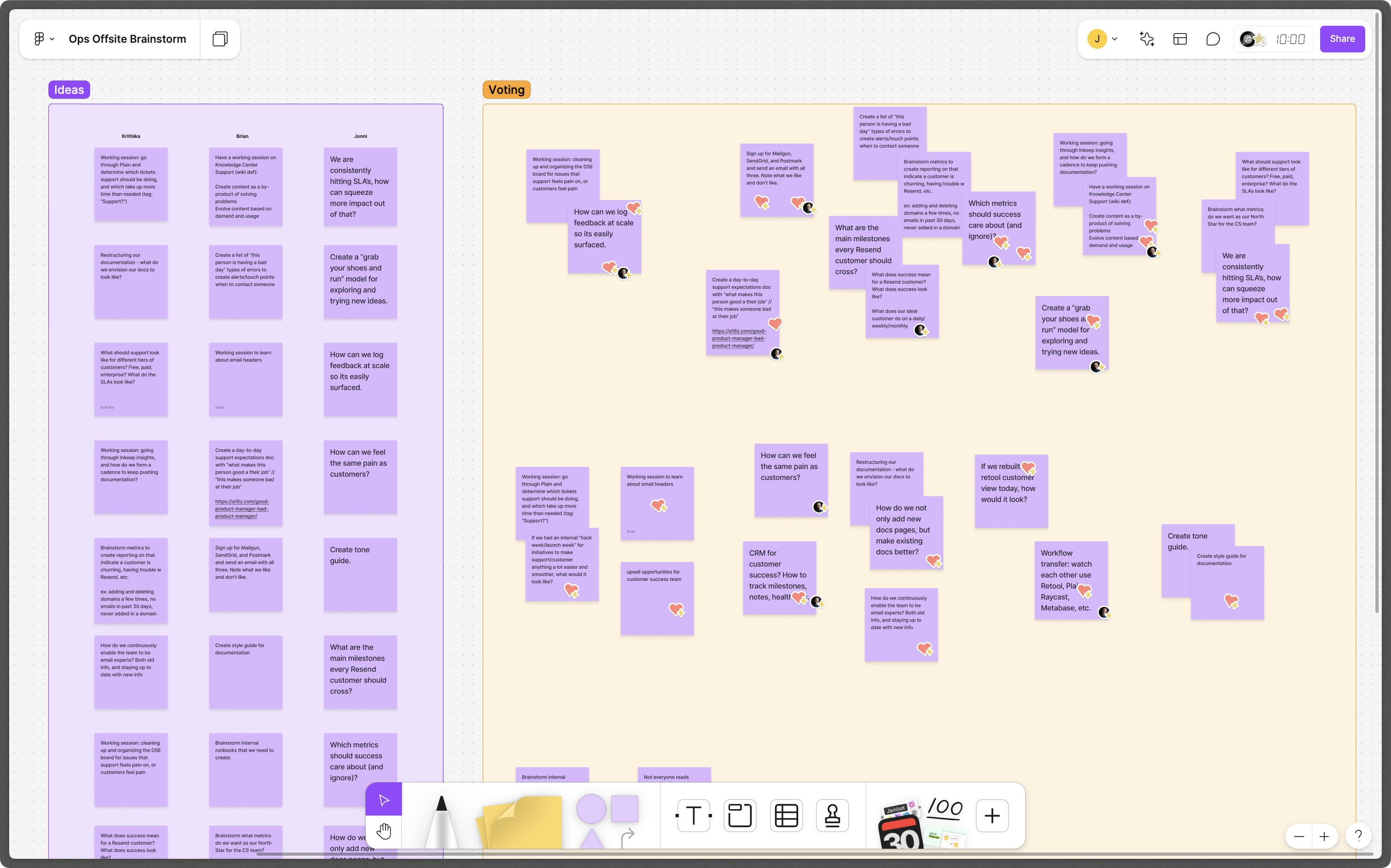 Figjam brainstorm board