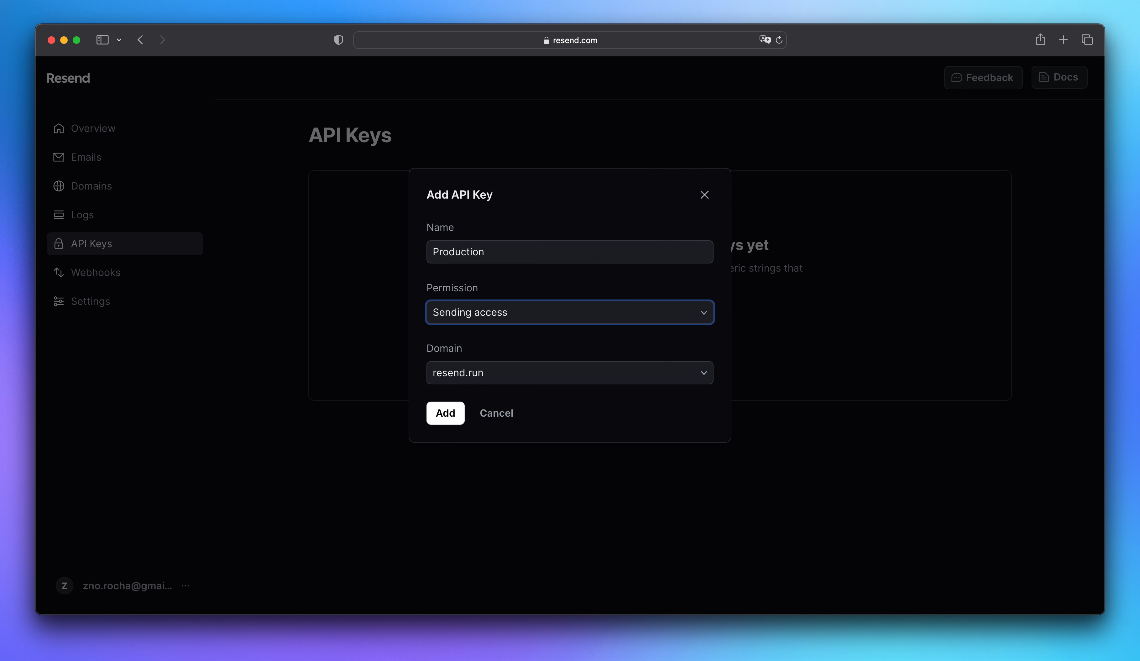 Adding an API key